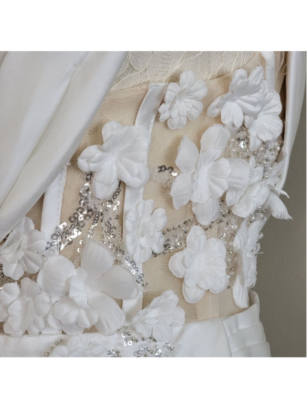 NEW Missacc One Shoulder Illusion Corset 3D Floral Sequin Beaded Wedding Dress 2 - Picture 8 of 16